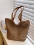 Minimalist Straw Bag Double Handle Vacation