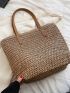 Minimalist Straw Bag Double Handle Vacation