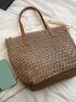 Minimalist Straw Bag Double Handle Vacation