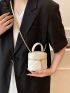 Mini Quilted Pattern Chain Bucket Bag