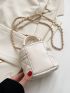 Mini Quilted Pattern Chain Bucket Bag