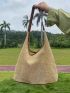 Contrast Binding Straw Bag