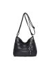 Middle Aged Artificial Leather Shoulder Bag, Multi Zipper Crossbody Bag, Casual Solid Color Women's Purses