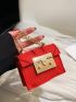 Mini Neon Red Metal Decor Square Bag