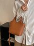 Litchi Embossed Double Handle Square Bag