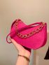 Neon Pink Crocodile Embossed Chain Hobo Bag