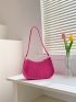 Neon Pink Crocodile Embossed Chain Hobo Bag