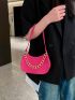 Neon Pink Crocodile Embossed Chain Hobo Bag