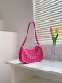 Neon Pink Crocodile Embossed Chain Hobo Bag