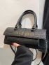 Crocodile Embossed Flap Baguette Bag