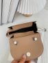 Mini Geometric Embossed Contrast Binding Flap Chain Saddle Bag