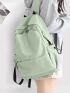 Drawstring Detail Functional Backpack