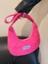 Neon Pink Letter Patch Decor Hobo Bag