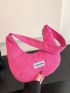 Neon Pink Letter Patch Decor Hobo Bag