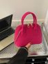 Neon Pink Snakeskin Embossed Dome Bag