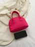 Neon Pink Snakeskin Embossed Dome Bag