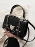 Crocodile Embossed Heart Decor Flap Square Bag