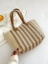 Striped Pattern Straw Bag