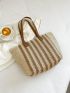 Striped Pattern Straw Bag