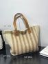 Striped Pattern Straw Bag