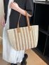 Striped Pattern Straw Bag