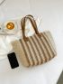 Striped Pattern Straw Bag