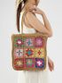 Floral Pattern Straw Bag