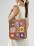 Floral Pattern Straw Bag