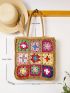 Floral Pattern Straw Bag