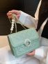 Mini Quilted Faux Pearl Decor Flap Square Bag