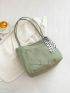 Minimalist Shopper Bag With Polka Dot Twilly Scarf Decor