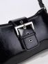 Minimalist Buckle Decor Baguette Bag