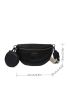 Crocodile Embossed Chain Decor Waist Bag With Coin Purse