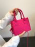 Neon Pink Stitch Detail Square Bag