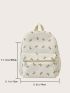 Mini Classic Backpack Floral Pattern Polyester With Bag Charm Preppy For School