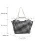 Houndstooth Pattern Shoulder Tote Bag