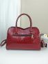 Crocodile Embossed Bow Decor Top Handle Bag