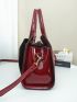 Crocodile Embossed Bow Decor Top Handle Bag