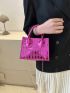 Mini Neon Pink Geometric Embossed Chain Square Bag