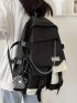 Letter Patch & Release Buckle Decor Functional Backpack With Bag Charm