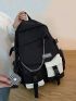 Letter Patch & Release Buckle Decor Functional Backpack With Bag Charm