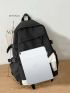 Letter Patch & Release Buckle Decor Functional Backpack With Bag Charm