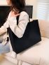 Oversized Top Handle Bag Fashionable Heart Embossed Polyester For Daily Life