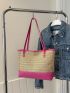 Colorblock Straw Bag