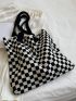 Checkered Pattern Crochet Bag