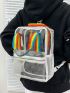 Rainbow Striped Pattern Clear Functional Backpack