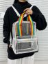 Rainbow Striped Pattern Clear Functional Backpack