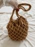 Hollow Out Drawstring Design Crochet Bag