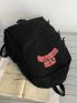 Letter Graphic Classic Backpack With Bag Charm