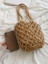 Hollow Out Drawstring Design Crochet Bag